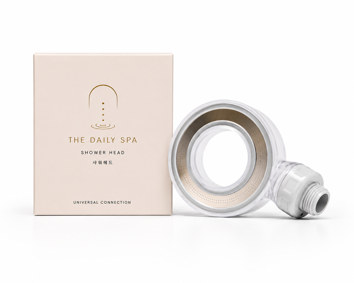The Daily Spa Shower Head with box on white background