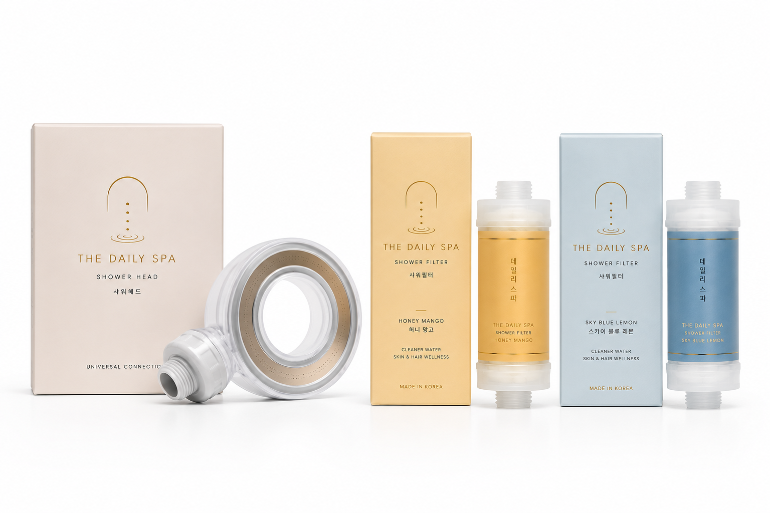 Full range: shower head and both filter varieties