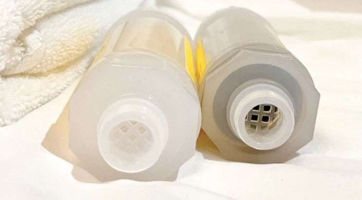 New filter next to a filter after two months of use