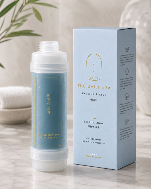 Sky Blue Lemon shower filter with packaging box